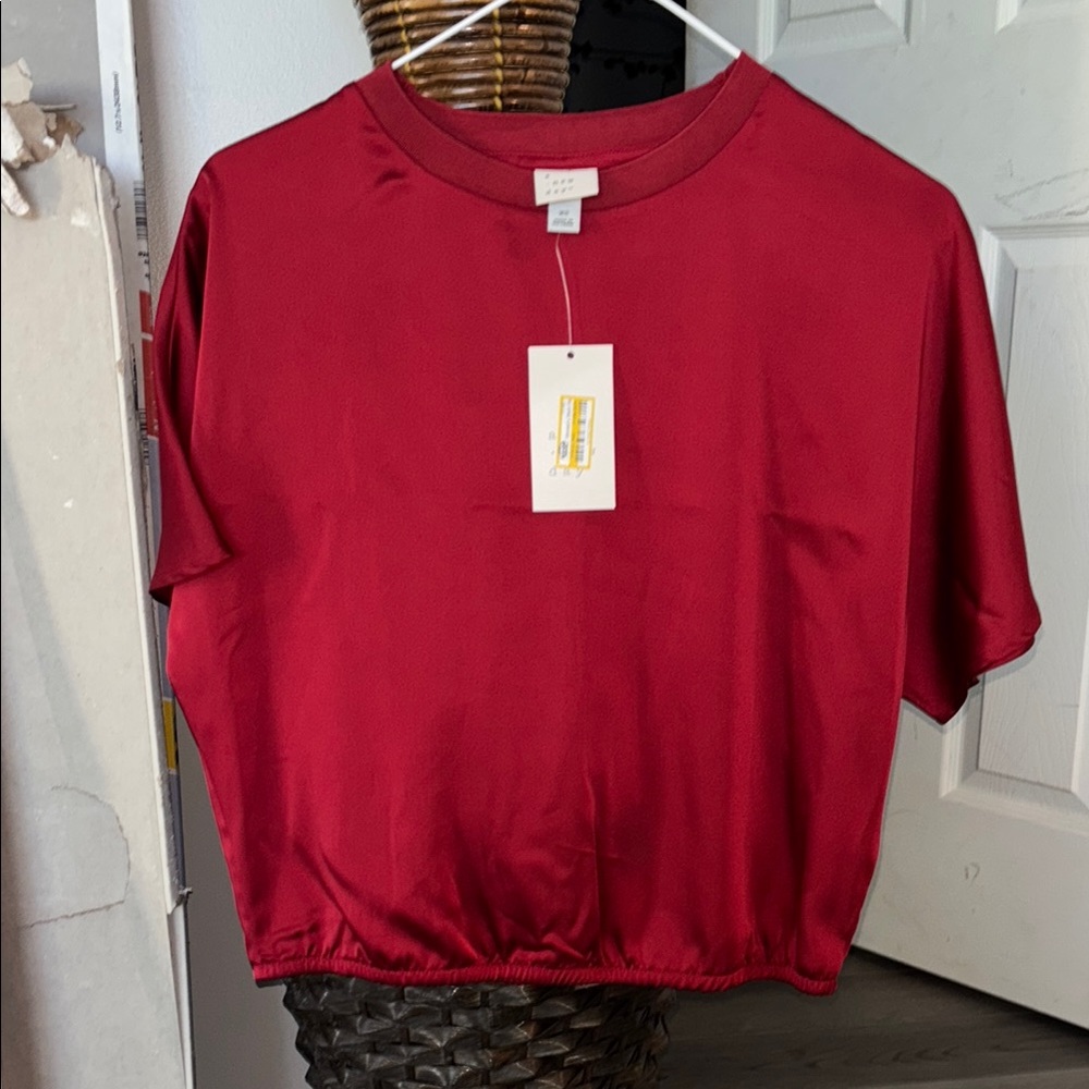 Red satin a new day XS blouse